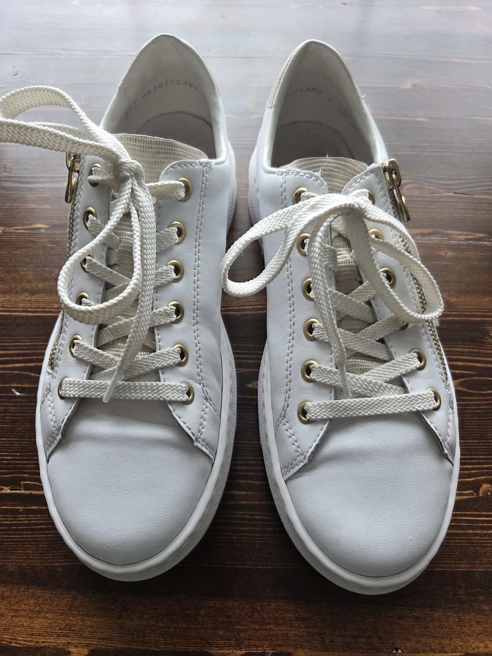 White Rieker Leather Zip Lace Comfort Sneakers |EU 40| Excellent Condition - Picture 4 of 14